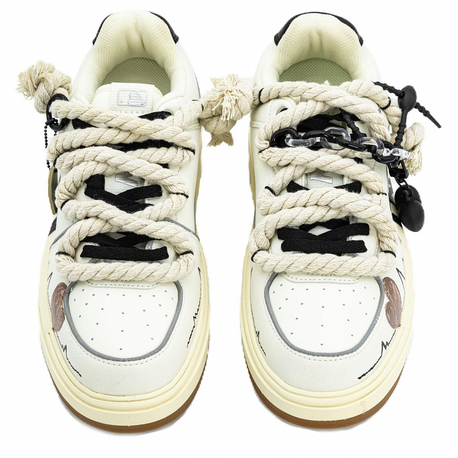 MLB Chunky Liner Anti Slip Wear Resistant Low Top Skateboard Shoes Unisex Beige Black