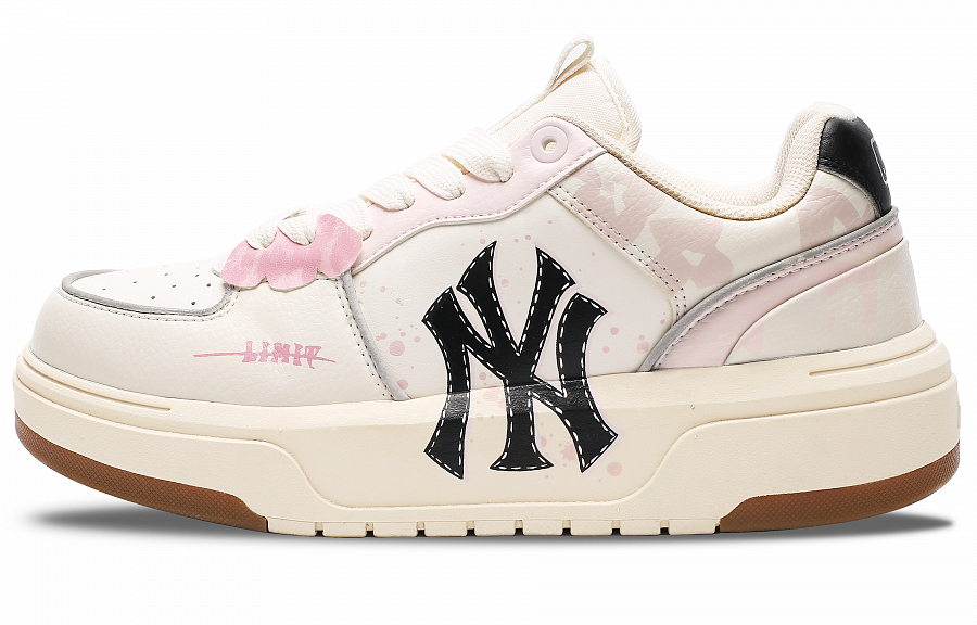MLB Chunky Liner Abrasion-Resistant Low-Top Skateboard Shoes Unisex Pink White