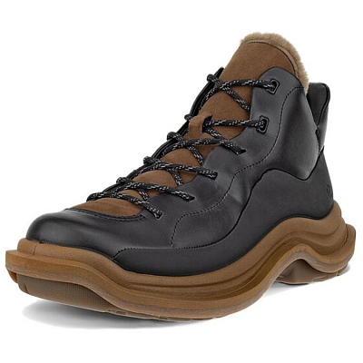Ecco Durable Warm High-Top Casual Shoes Women's Black Brown