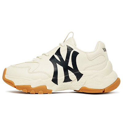 MLB Big Ball Chunky Wear-Resistant Height Increasing Low-Top Chunky Sneakers Unisex Ecru