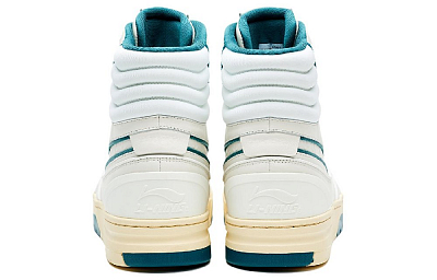 LI-NING 1990 Classic Collection Anti-Slip Wear-Resistant High-Top Skateboard Shoes Men's White Blue