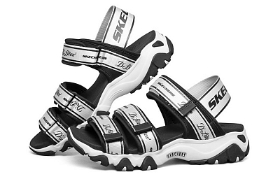 Skechers D'Lites 2.0 Sandals 'Black White' Women's
