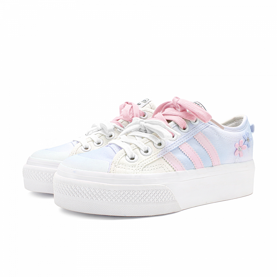 Adidas Originals Nizza Platform Abrasion Resistant Low Top Skateboard Shoes Unisex Blue Pink купить в интернет-магазине Yoocart с быстрой доставкой по России.
