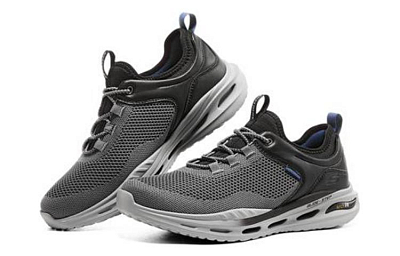 Skechers Arch Fit Series Cushioning Lightweight Low-Top Casual Running Shoes Men's Gray Black