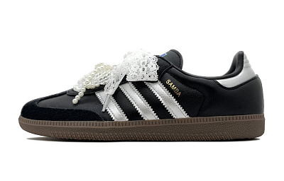 Adidas Originals SAMBA OG Slip Resistant Low Top Skateboard Shoes Unisex Black Silver