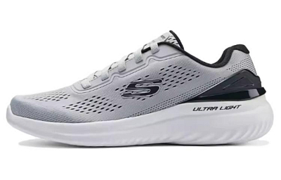 Skechers Low Top Casual Running Shoes Men's Gray Black