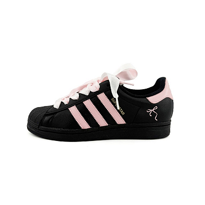 Adidas Originals SUPERSTAR White Peach Anti Slip Wear Resistant Low Top Skateboard Shoes Unisex Pink Black