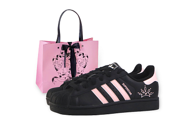 Adidas Originals Superstar 2 Low Top Skateboard Shoes Women's Black Pink