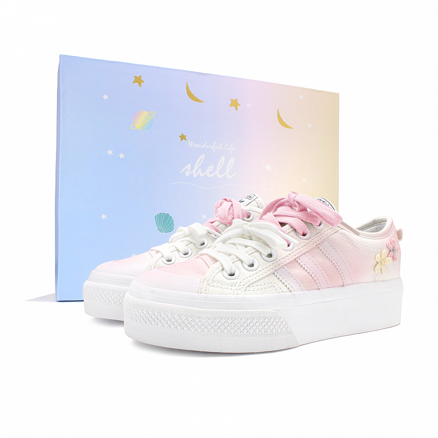 Adidas Originals Nizza Platform Slip Resistant Abrasion Resistant Low top Skateboard Shoes Women's Pink White купить в интернет-магазине Yoocart с быстрой доставкой по России.