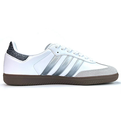 Adidas Originals SAMBA OG Dot Silver Gradient Abrasion Resistant Low Top Skateboard Shoes Unisex Silver