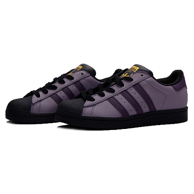 Adidas Originals SUPERSTAR Bubble Jellyfish, Grape Mousse Slip Resistant Low Top Skateboard Shoes Unisex Black Purple