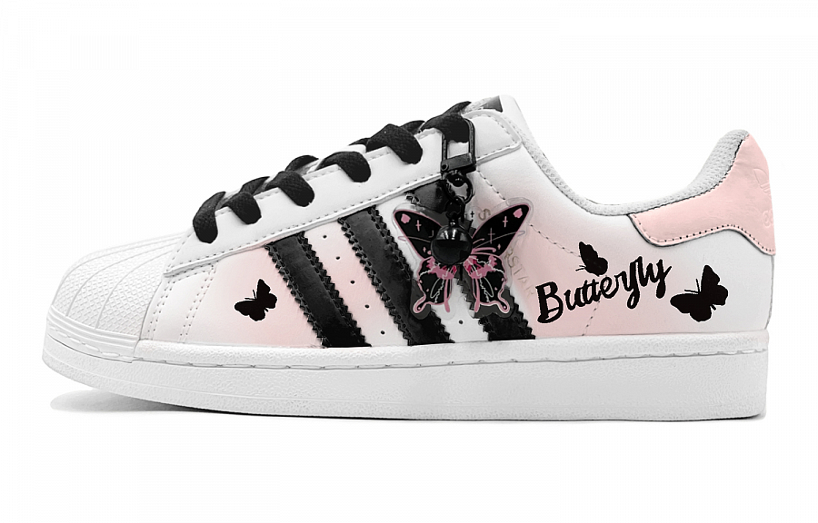 Adidas Originals SUPERSTAR Pink Butterfly Dance Slip Resistant Low Top Casual Skateboard Shoes Unisex Black Pink купить в интернет-магазине Yoocart с быстрой доставкой по России.