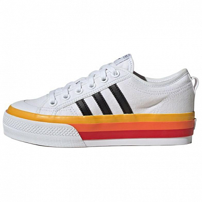 Adidas Originals Nizza Platform Anti-Slip Wear-Resistant Low-Top Skateboard Shoes Unisex White Black