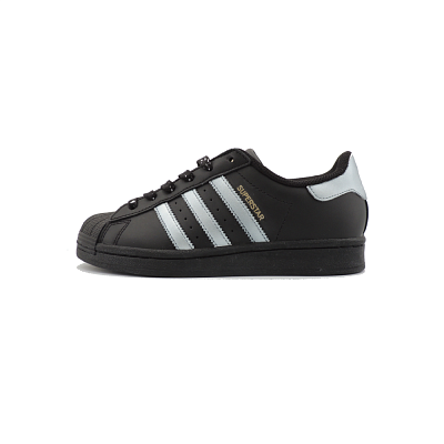 Adidas Originals SUPERSTAR Wave Luster Anti-Slip Wear-Resistant Low-Top Skateboard Shoes Unisex Black Silver