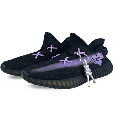 Adidas Originals Yeezy Boost 350 V2 Anti-Slip Wear-Resistant Low-Top Casual Shoes Unisex Black Purple