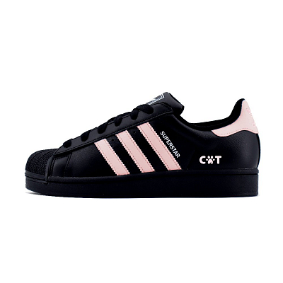 Adidas Originals Superstar 2 Anti Slip Wear Resistant Low Top Skateboard Shoes Unisex Black Pink