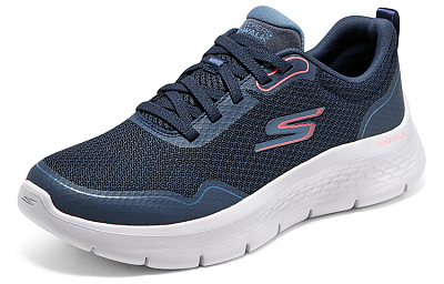 Skechers Go Walk Fle Low Top Casual Shoes Women's Blue Pink