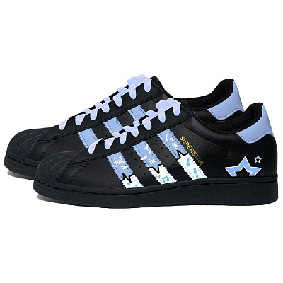 Adidas Originals Superstar Skateboard Shoes Unisex Low Top Black/Blue