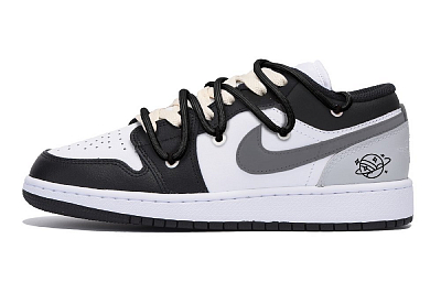 Jordan Air Jordan 1 Wear-Resistant Slip-Resistant Low-Top Vintage Basketball Shoes Men's Black Dark Gray