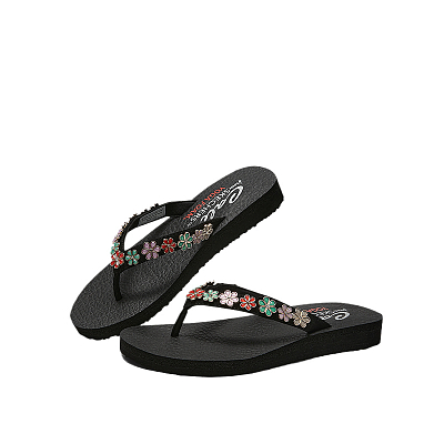 Skechers CALI Abrasion Resistant Flip Flops Women's Black Multicolor