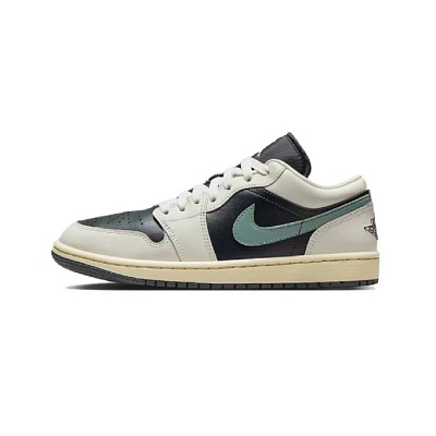 Jordan Air Jordan 1 Anti-Slip Wear-Resistant Low-Top Vintage Basketball Shoes Women's White Black Brown