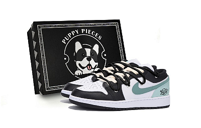 Jordan Air Jordan 1 Anti-Slip Wear-Resistant Low-Top Vintage Basketball Shoes Men's Black Green