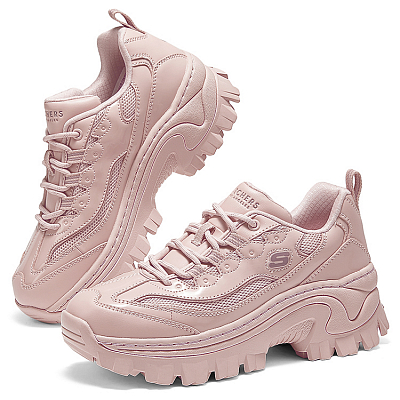 Skechers Honey Cake Shoes Cushioning Height Increasing Abrasion Resistant Low Top Chunky Sneakers Women's Rose Red