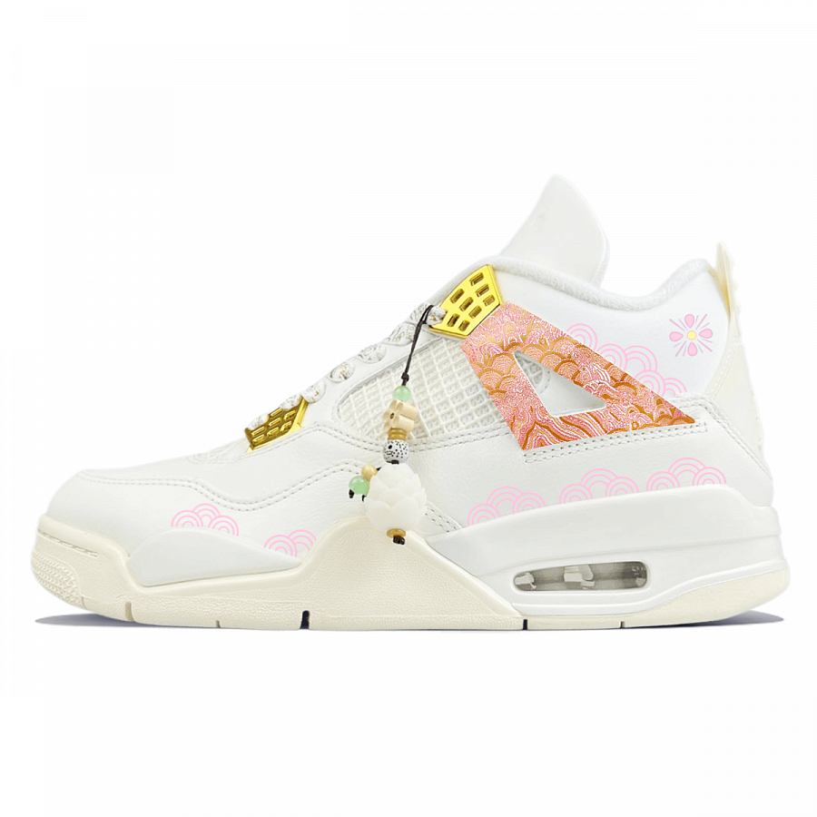 Jordan Air Jordan 4 Wear-Resistant Mid-Top Vintage Basketball Shoes Women's White Pink Gold купить в интернет-магазине Yoocart с быстрой доставкой по России.