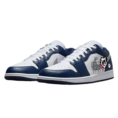 Jordan Air Jordan 1 Cushioned Wear-Resistant Slip-Resistant Low-Top Vintage Basketball Shoes Men's Blue White