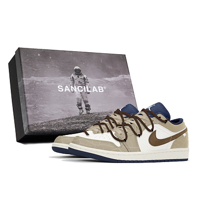 Jordan Air Jordan 1 Wear-Resistant Low-Top Vintage Basketball Shoes Men's Khaki