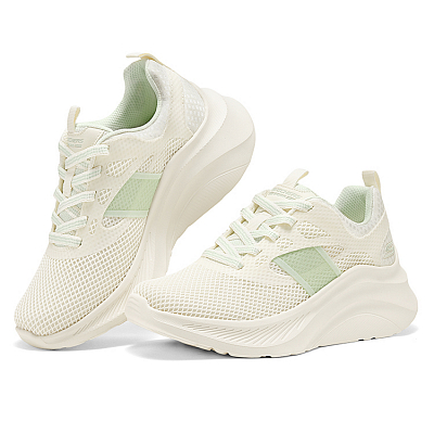Skechers Abrasion Resistant Low Top Casual City Commute Running Shoes Women's Beige Green