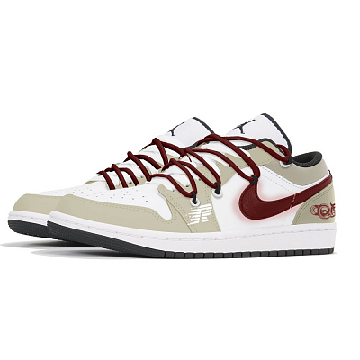 Jordan Air Jordan 1 Anti-Slip Wear-Resistant Low-Top Vintage Basketball Shoes Men's Light Brown