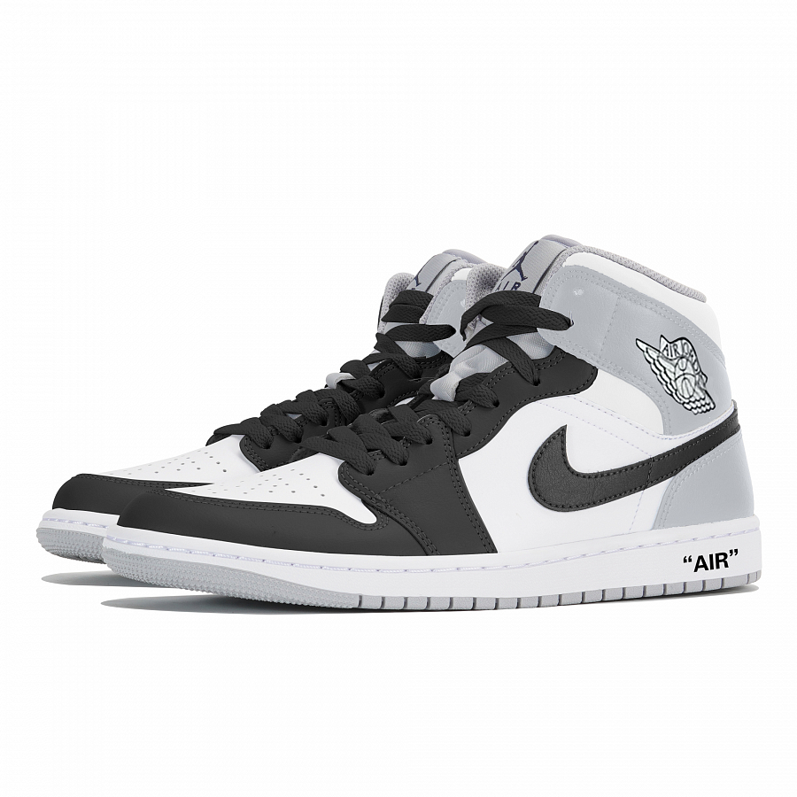 Jordan Air Jordan 1 Wear-Resistant Mid-Top Vintage Basketball Shoes Men's Gray Black купить в интернет-магазине Yoocart с быстрой доставкой по России.