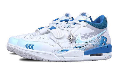 Jordan Legacy 312 Cushioned Slip-Resistant Low-Top Basketball Shoes Men's Blue White