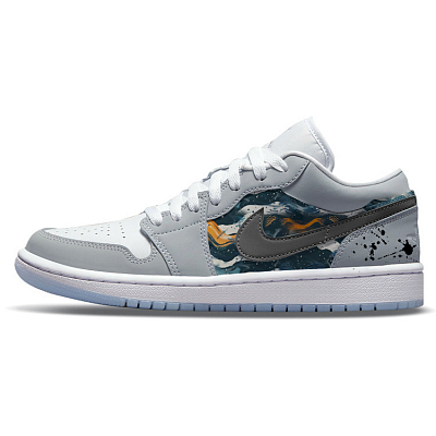 Jordan Air Jordan 1 Wear-Resistant Slip-Resistant Low-Top Vintage Basketball Shoes Women's Gray White