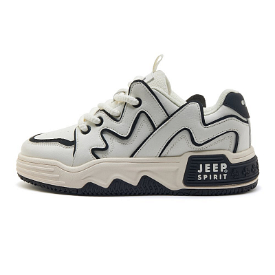 JEEP SPIRIT Waterproof Height Increase Low Top Casual Skateboard Shoes Men White