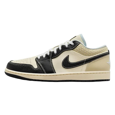 Jordan Air Jordan 1 Anti-Slip And Wear-Resistant Breathable Low-Top Vintage Basketball Shoes Men's Beige Black