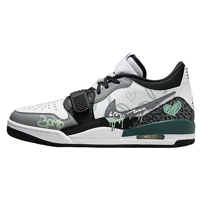 Jordan Legacy 312 Cushioning Anti-Slip Wear-Resistant Breathability Low-Top Vintage Basketball Shoes Men's White Gray