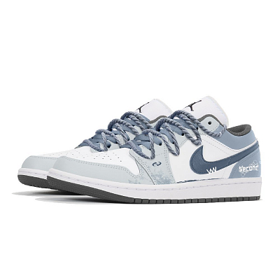 Jordan Air Jordan 1 Wear-Resistant Low-Top Vintage Basketball Shoes Unisex Haze Blue