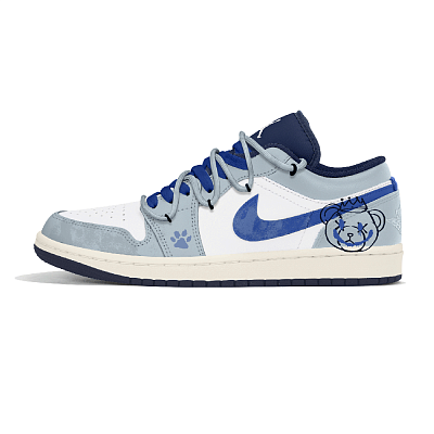 Jordan Air Jordan 1 Wear-Resistant Slip-Resistant Low-Top Vintage Basketball Shoes Men's Haze Blue