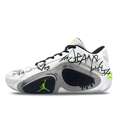 Jordan Tatum 2 Cushioning Abrasion Resistant Breathable Slip Resistant Low Top Basketball Shoes Men's White Black
