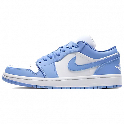 Jordan Air Jordan 1 Cushioning Anti-Slip And Wear-Resistant Low-Top Vintage Basketball Shoes Unisex White Blue