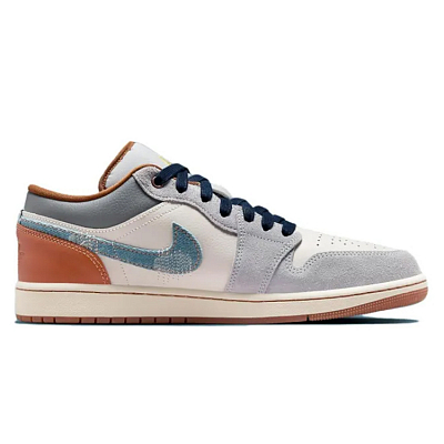 Jordan Air Jordan 1 Durable Breathable Lightweight Low-Top Vintage Basketball Shoes Men's White Blue