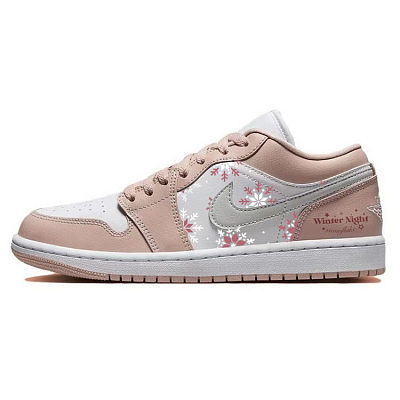 Jordan Air Jordan 1 Cushioning Anti-Slip And Wear-Resistant Low-Top Vintage Basketball Shoes Unisex Pink White