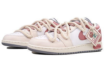 Jordan Air Jordan 1 Cushioning Anti-Slip And Wear-Resistant Low-Top Vintage Basketball Shoes GS Light Pink