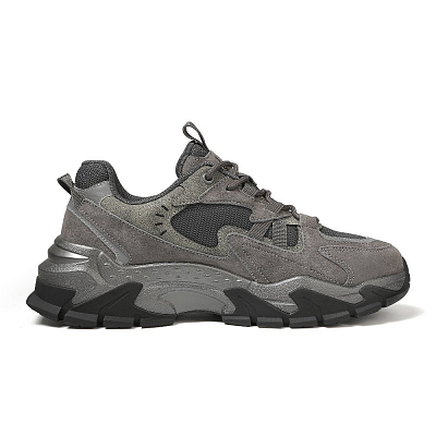 JEEP SPIRIT Black Myth Abrasion Resistant Breathable Height Increasing Low top Chunky Sneakers Men's Ancient City Gray