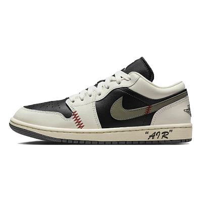 Jordan Air Jordan 1 Anti-Slip Wear-Resistant Low-Top Vintage Basketball Shoes Unisex Black Green