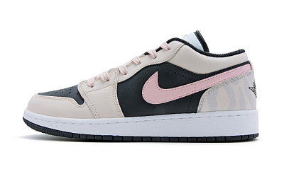 Jordan Air Jordan 1 Cushioning Wear-Resistant Low-Top Vintage Basketball Shoes Men's Black Pink Yellow