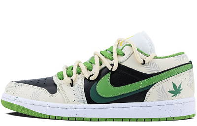 Jordan Air Jordan 1 Cushioning Anti-Slip And Wear-Resistant Low-Top Vintage Basketball Shoes Men's Maple Leaf Green