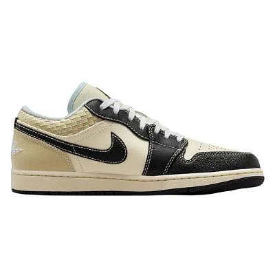 Jordan Air Jordan 1 Cushioned Wear-Resistant Slip-Resistant Low-Top Vintage Basketball Shoes Men's Beige Black